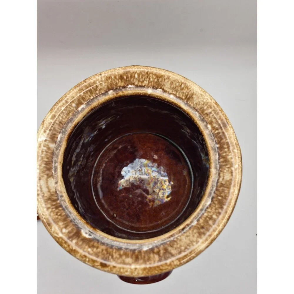 Hull Pottery Bean Pot Brown Drip Glaze Crock Jar Oven Proof Vintage Made In USA